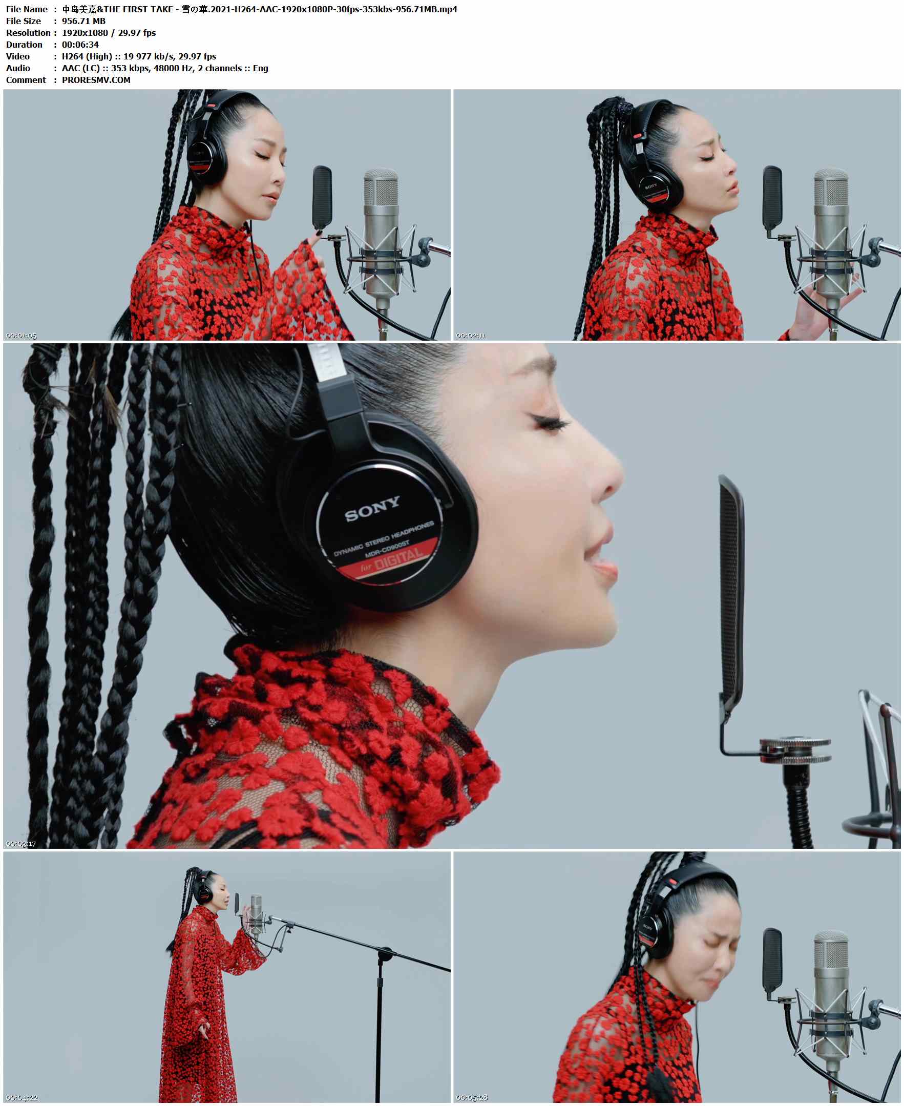 中岛美嘉&THE FIRST TAKE - 雪の華.2021-H264-AAC-1920x1080P-30fps-353kbs-956.71MB官方MV_高清MV